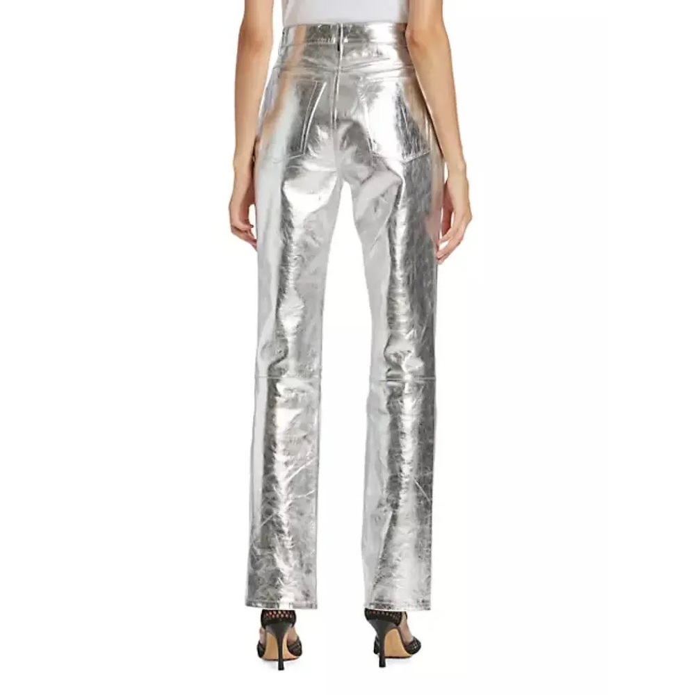 Helmut Lang metallic silver leather pants - size 6